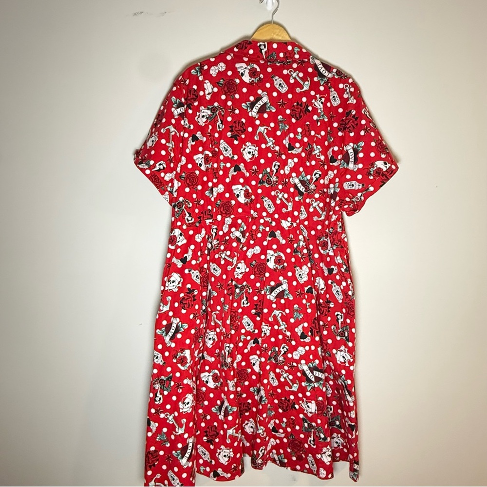 Retro Chic by Torrid Red and White Floral Midi Swing dress with pockets size 24 - Picture 3 of 10